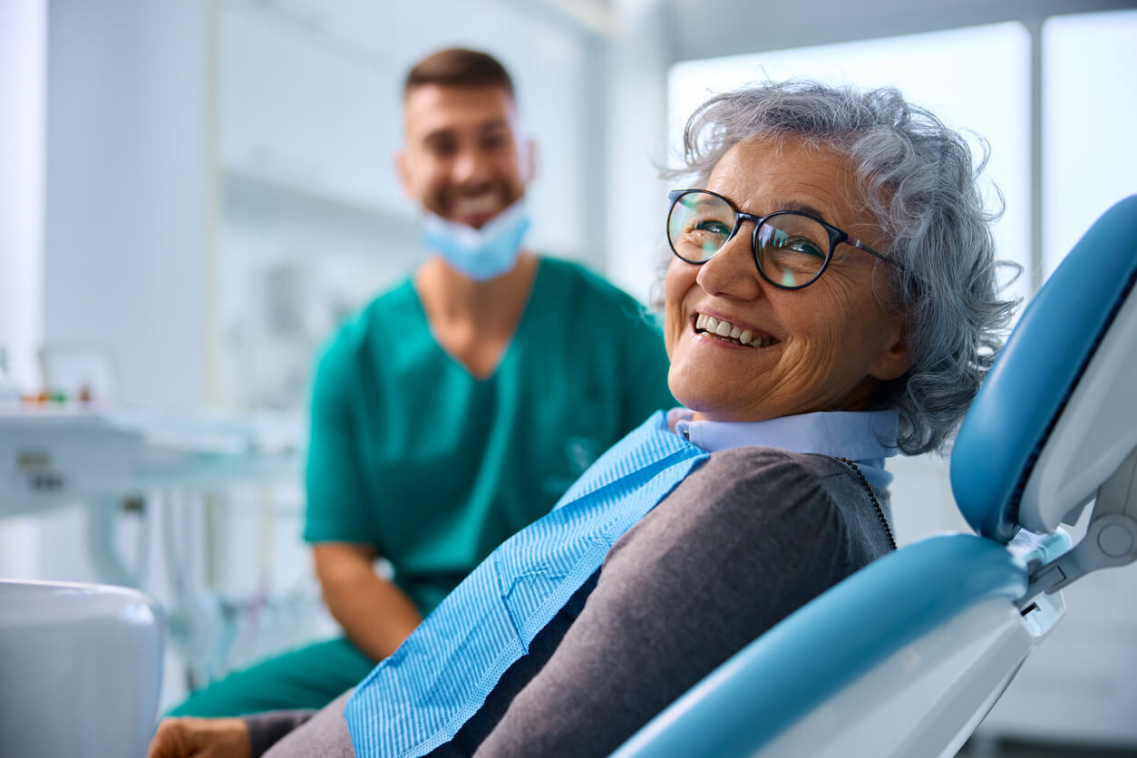 senior at dental office